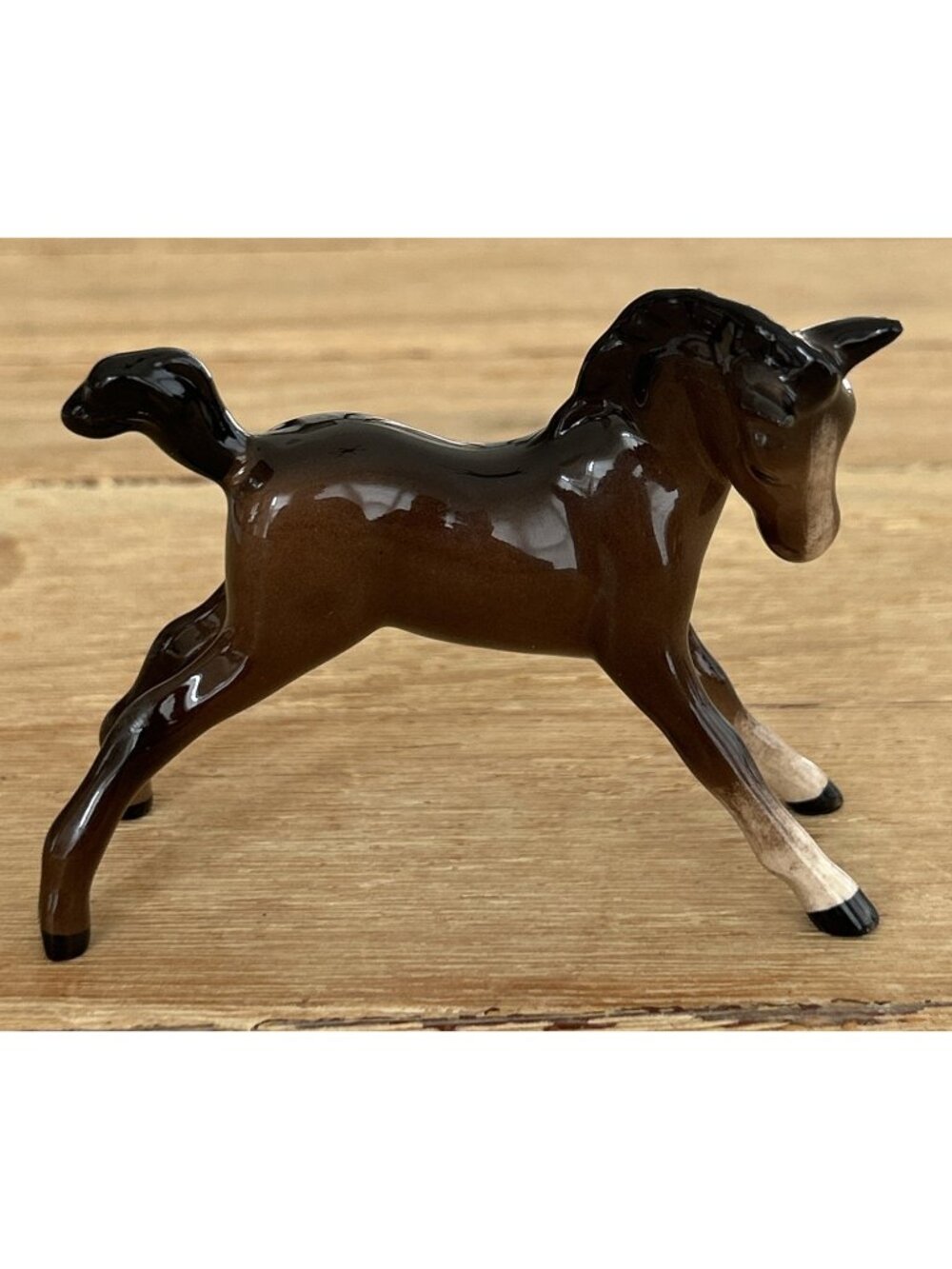 Beswick England Gambolling Foal Bay Figurine Vintage Equestrian Porcelain